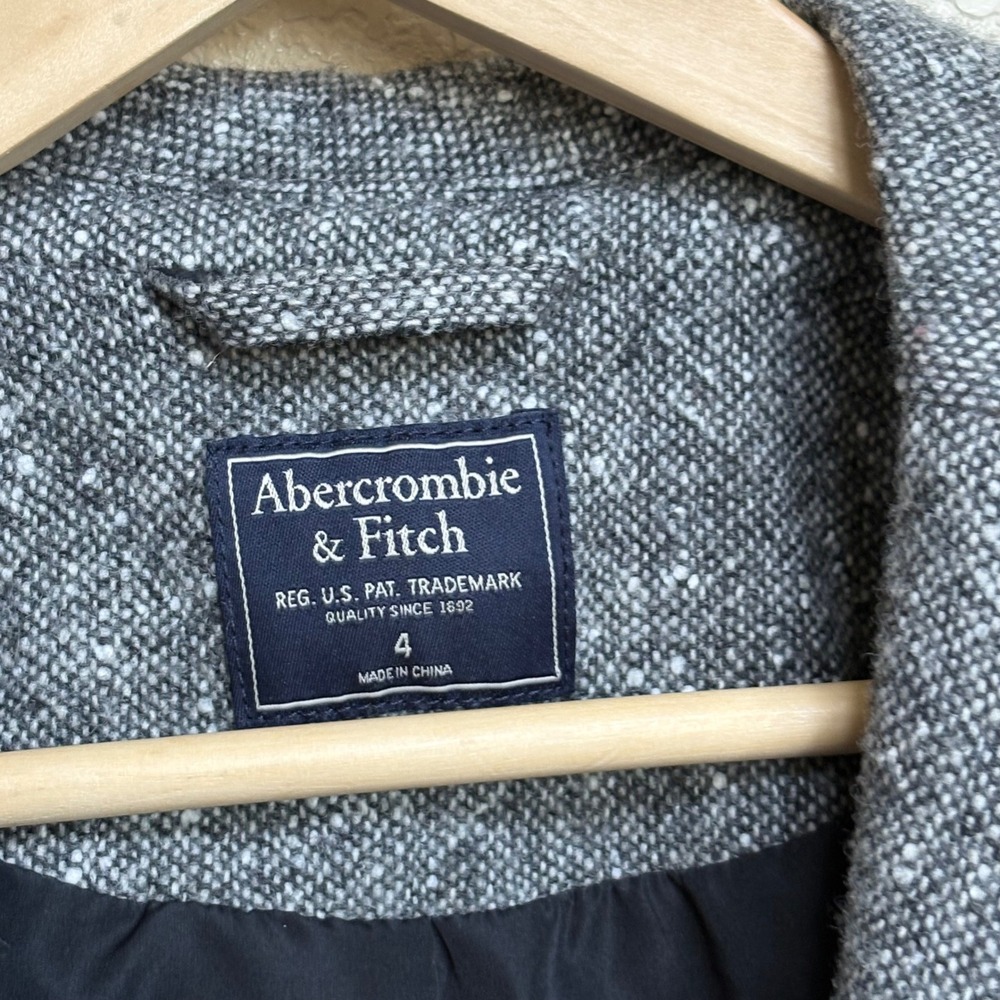 Abercrombie & Fitch Gray Tweed One-Button Blazer Women Size 4 Single Vent Jacket - Picture 9 of 9